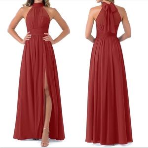 NWT Azazie Iman bridesmaid dress in terracotta wedding dress halter A8 8